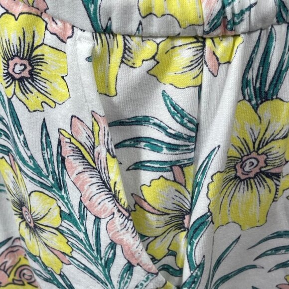 Lou & Grey Floral Sweatshirt Dress Short Sleeve Pink Yellow Cotton Size M Medium - Picture 6 of 8